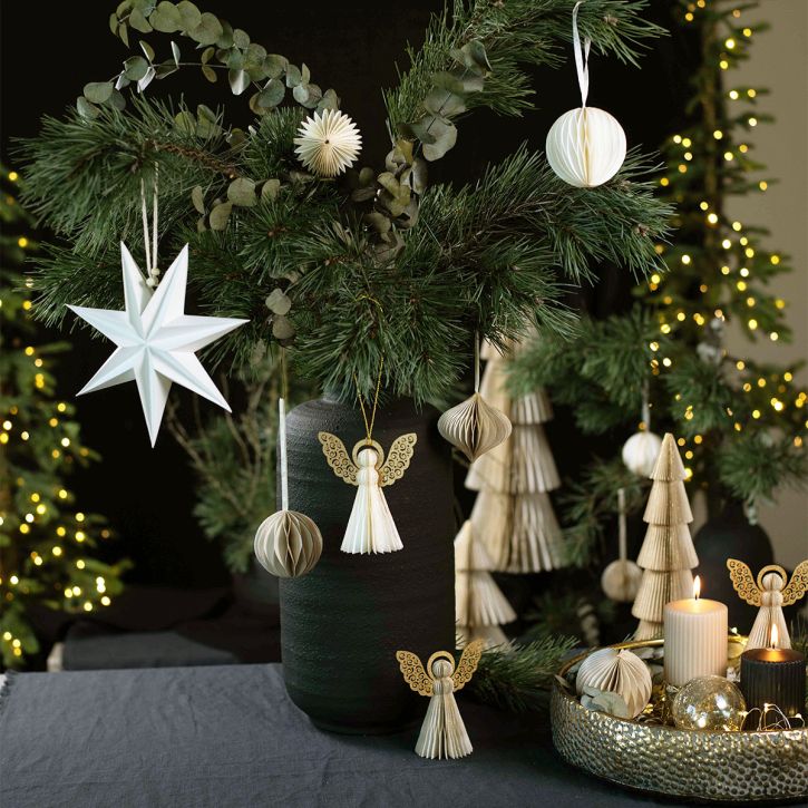 Artikel Honingraatbollen honingraatbollen Kerstcrème glitter Ø7cm 4st