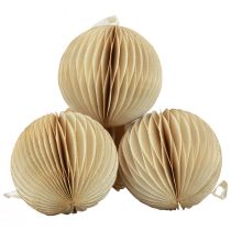 Artikel Honingraatballen Kersthoningraatballen crème goud Ø8cm 4st