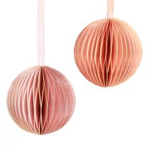 Artikel Honingraatbol kerstversiering abrikoos roze Ø7cm 4 st