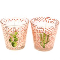 Waskaars in glazen cactus Ø6,5cm 2st