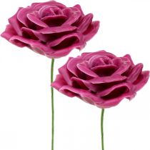 Wax rozen deco rozen wax roze Ø8cm 12st