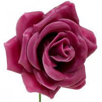 Wax rozen deco rozen wax roze Ø8cm 12st
