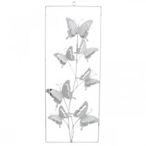 Artikel Vlinder Hangende Kunst Lente Metalen Muur Art Shabby Chic Wit Zilver H47.5cm