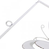 Artikel Vlinder Hangende Kunst Lente Metalen Muur Art Shabby Chic Wit Zilver H47.5cm