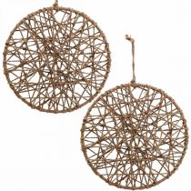 Wanddecoratie boho stijl, decoratieve ring jute lint Ø28.5cm 4st