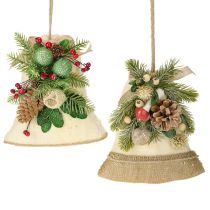 Artikel Wanddecoratie kerstbel jute assorti H20cm 2st
