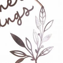 Artikel Wanddecoratie "Summer Feelings" decoratieve ring, metalen zomerdecoratie om op te hangen, Ø49cm, roze metallic & turquoise