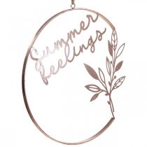 Artikel Wanddecoratie "Summer Feelings" decoratieve ring, metalen zomerdecoratie om op te hangen, Ø49cm, roze metallic & turquoise