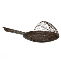 Artikel Wanddecoratie metalen siermand roest sierpan bruin H58cm