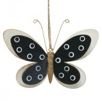 Wanddecoratie Vlinder Deco Zwart Wit Goud Metaal 15cm