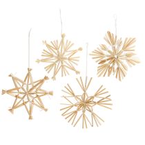 Artikel Kerststro sterren kerstboomversiering 8cm 12 stuks