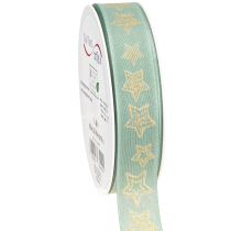Artikel Kerstlint sterren cadeaulint turquoise 25mm 18m