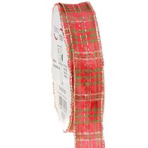 Artikel Kerstlint geruit rood groen goud geruit lint 25mm 20m