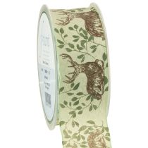 Artikel Kerstlint met hertenmotief lint lichtgroen 40mm 20m