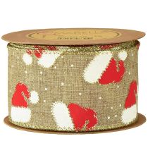 Artikel Kerstlint met kerstmutsen, bruin, 60 mm, 10 m