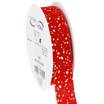 Artikel Kerstlint met gouden spikkels, rood, 25 mm, 20 m
