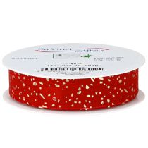 Artikel Kerstlint met gouden spikkels, rood, 25 mm, 20 m
