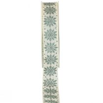 Artikel Kerstlint met sneeuwvlokken wit groen 25mm 20m