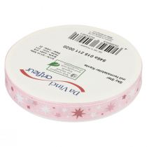 Artikel Lint Kerstcadeaulint roze sterpatroon 15mm 20m
