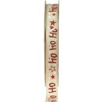 Kerstlint “Ho Ho Ho” cadeaulint beige 15mm 15m