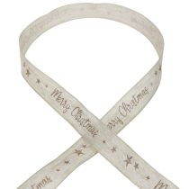 Artikel Kerstlint Merry Christmas linnenlint bruin 25mm 15m