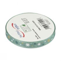 Artikel Lint Kerst, cadeaulint blauw sterpatroon 15mm 20m