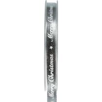 Kerstlint Vrolijk Kerstlint Zilver Wit 10mm 20m