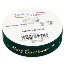 Artikel Cadeaulint, kerstlint, fluwelen lint Groen Merry Christmas 25mm 20m