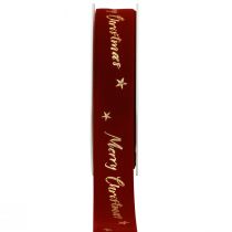 Cadeaulint Kerstlint rood fluwelen lint 25mm 20m