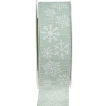 Kerstlint sneeuwvlok cadeaulint lichtgroen 35mm 15m