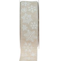 Artikel Kerstlint sneeuwvlok beige cadeaulint 35mm 15m