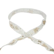 Kerstlint sparren cadeaulint crème goud 25mm 15m