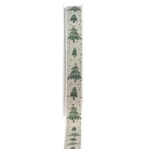 Kerstlint sparren cadeaulint naturel groen 15mm 20m