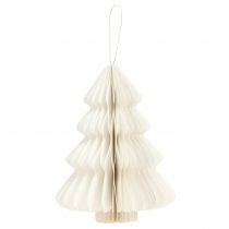 Artikel Hangende kerstboomversiering, papier, wit en zilver, 20 cm, set van 5