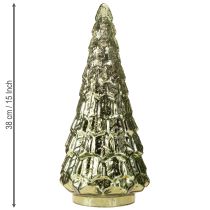 Artikel Kerstboom met LED-verlichting vintage groen goud 38cm