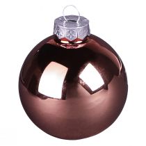 Artikel Kerstballen van glas roze abrikoos Ø6cm 24 st