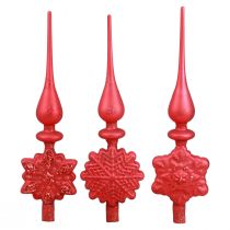 Artikel Kerstboomtopper rood Kerstboomtopper glas H34cm 1 st