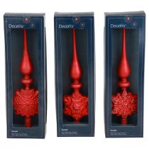 Artikel Kerstboomtopper rood Kerstboomtopper glas H34cm 1 st