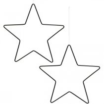 Artikel Kerstdecoratie metalen ster zwarte decoratieve sterhanger 20cm 6 stuks