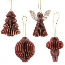 Artikel Kerstdecoratiepapier boomdecoraties Bordeaux 6cm 12 st