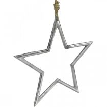 Artikel Kerstdecoratie ster, adventdecoratie, ster hanger zilver B24.5cm
