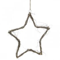 Artikel Kerstdecoratie ster wit gewassen sterren om op te hangen iep 30cm 4st