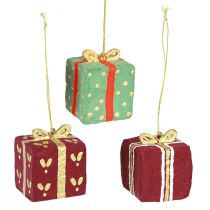 Artikel Kerstdecoratie voor het ophangen van cadeaupapier-maché 6cm 3st