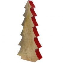 Artikel Kerstdecoratie dennenboom hout rood, natuurlijk 28cm
