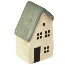 Artikel Kerstdorp houten huisjes sparren groen en wit 5-8 cm set van 6
