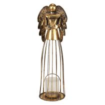 Kerstengel Kerst, kandelaar metaal gouden antieke look 52cm