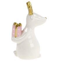 Kerstfiguur rendier wit 11cm, 12cm 2st