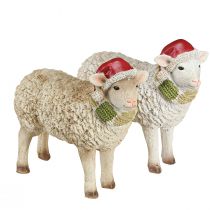Artikel Kerstfiguren schapen met muts en sjaal L16cm 2 stuks
