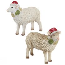 Artikel Kerstfiguren schapen met muts en sjaal L16cm 2 stuks