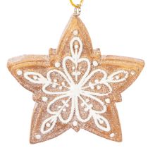 Artikel Kerstversieringen, peperkoek, glazuurlook, notenkraker, ster, boom, krans, 6 cm, 4 stuks